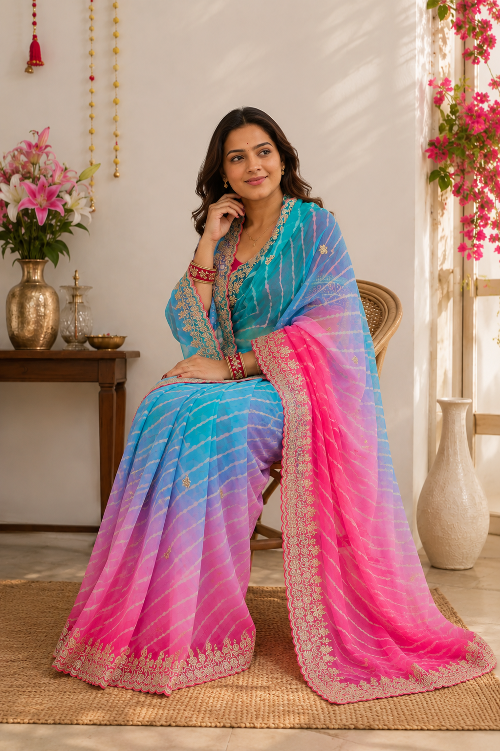 Royal Candy Lahariya Georgette Saree