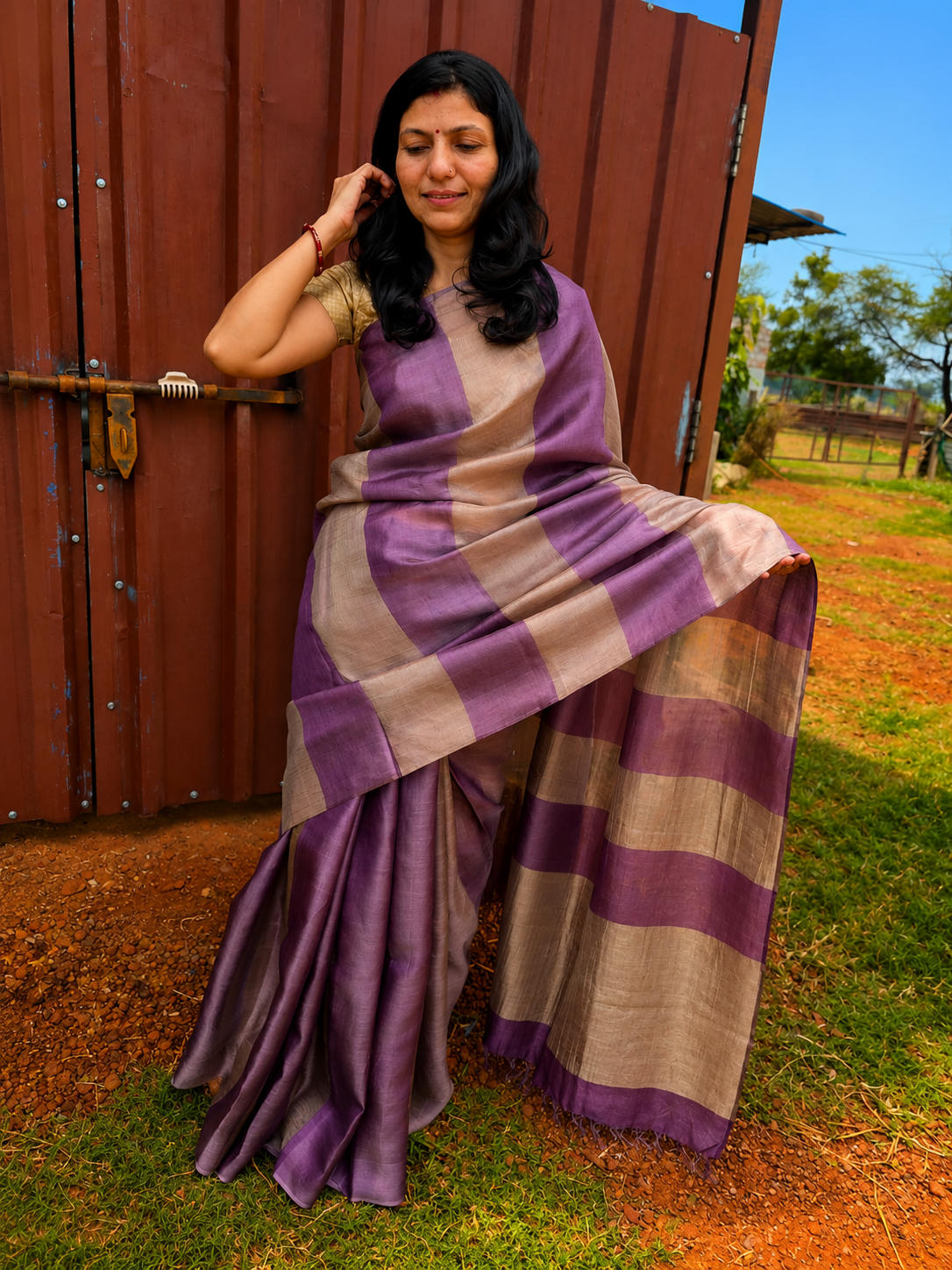 Pure Tussar Tissue Silk Saree
