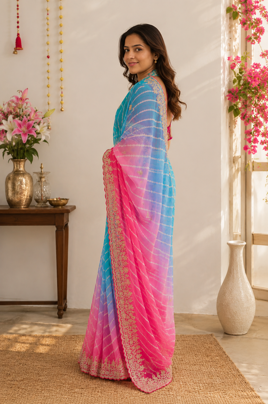 Royal Candy Lahariya Georgette Saree