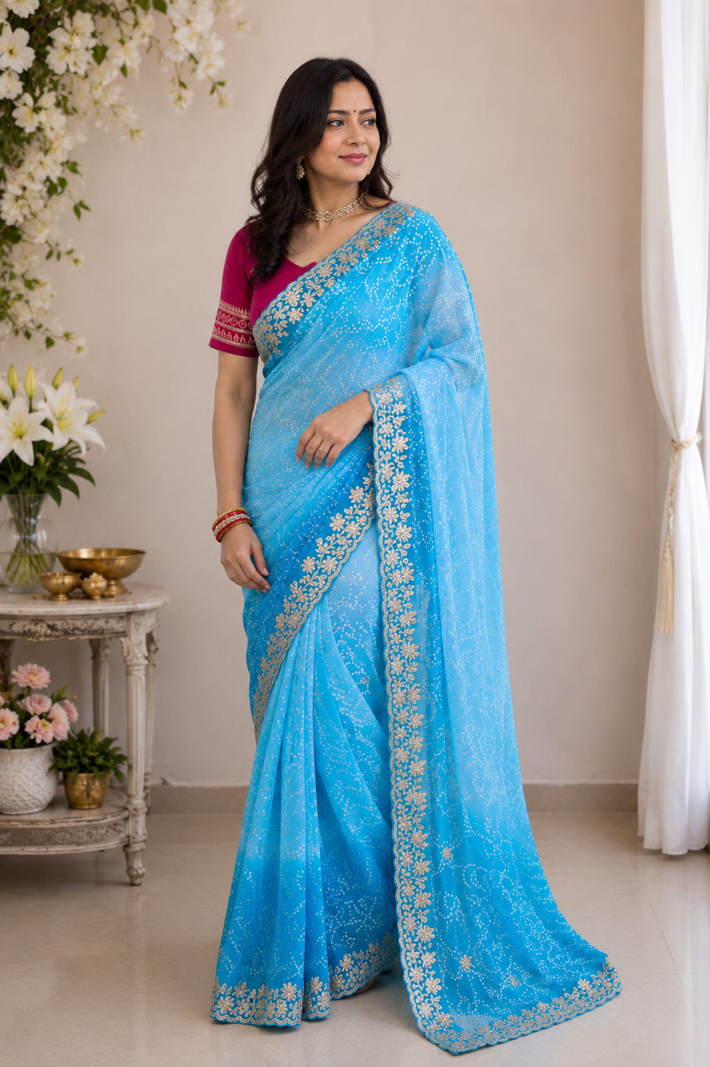 Royal Bandhej Georgette Saree