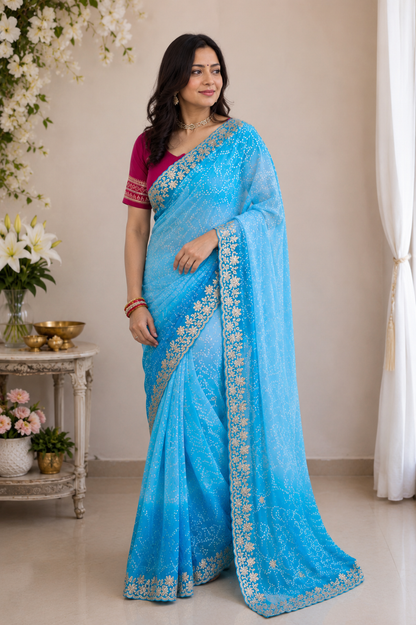 Royal Bandhej Georgette Saree