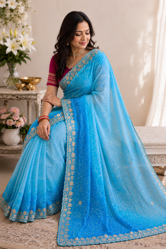 Royal Bandhej Georgette Saree