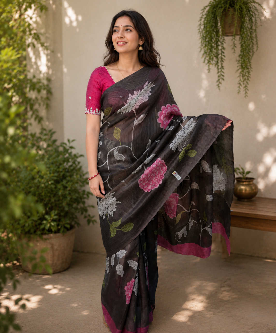 Pure Tussar Handloom Handpainted Kalamkari Saree