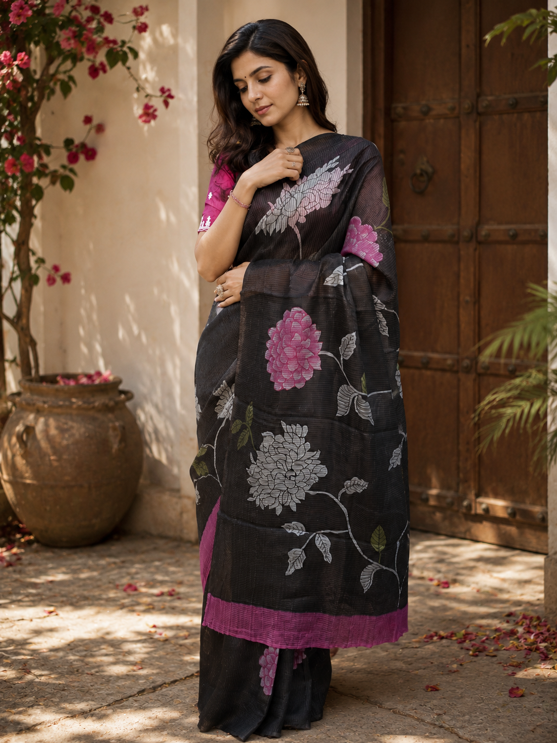 Pure Tussar Handloom Handpainted Kalamkari Saree