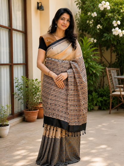Pure Tussar Silk Printed Saree
