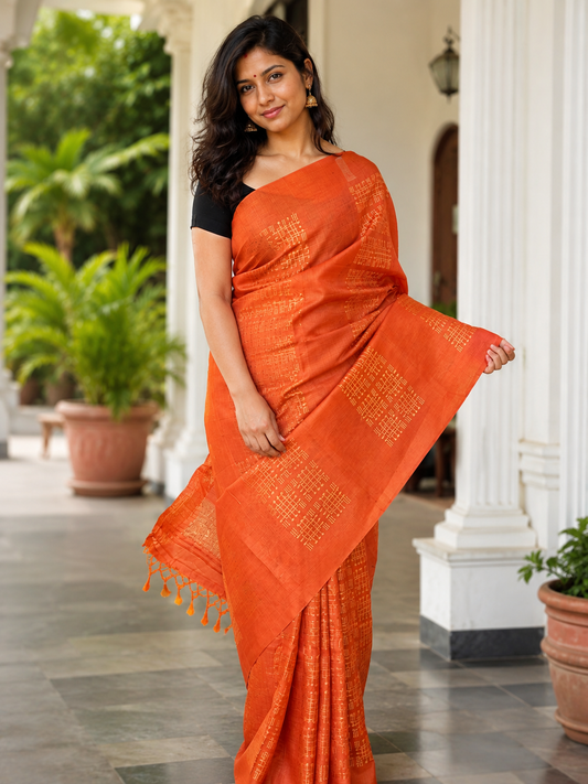 Pure Tussar Embroidery Saree