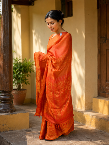 Pure Tussar Embroidery Saree
