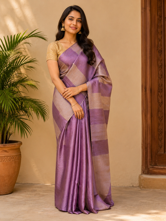 Pure Tussar Tissue Silk Saree
