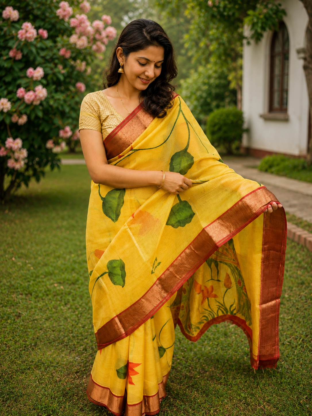Pure Tussar Silk Handpainted Saree