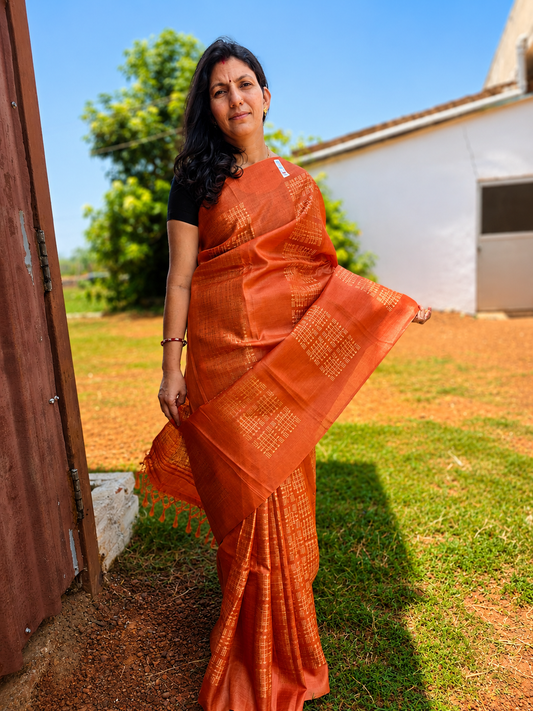 Pure Tussar Embroidery Saree