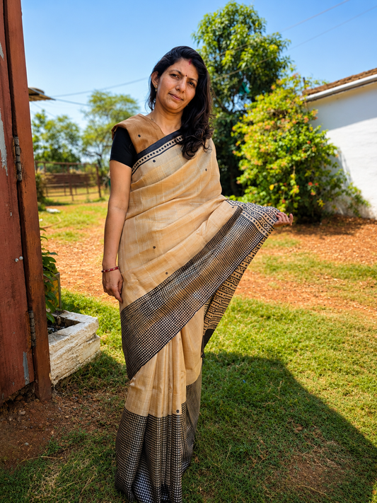 Pure Tussar Silk Printed Saree