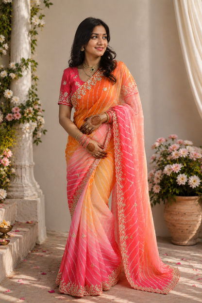 Royal Sunrise Lahariya Georgette Saree