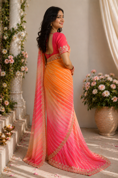Royal Sunrise Lahariya Georgette Saree
